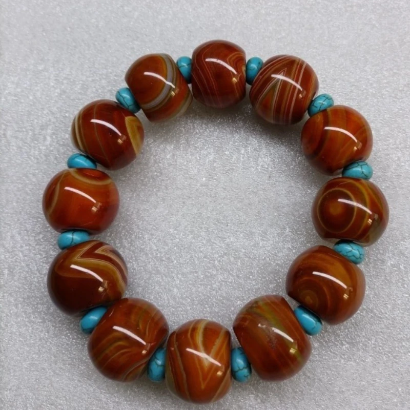 

Natural Xuanhua Warring States Red Agate Lantern Bead Bracelet (Random Pattern)