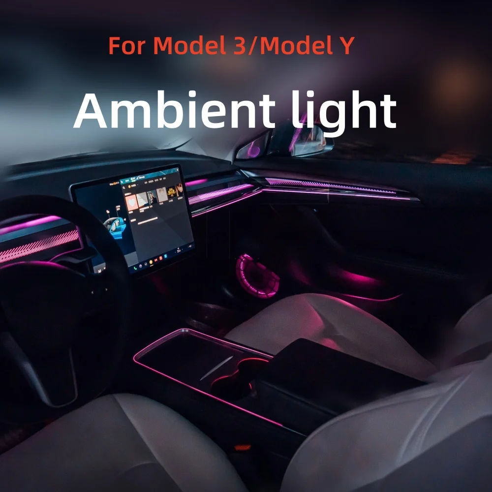 

New Release For Tesla Model 3/Model Y Ambient Light Dragon Scale 128 Colors Rainbow LED Ambient Light vehicle Decorative lamp