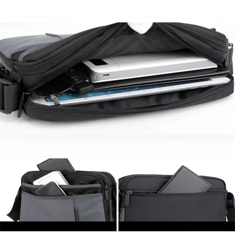 

Мужская сумка через плечо с одной лямкой, большая вместительная сумка-мессенджер из ткани, мужская сумка через плечо с несколькими карманами, квадратная нейлоновая сумка-кроссбоди для путешествий