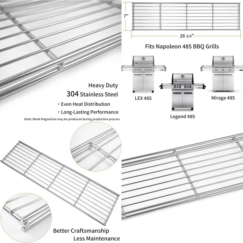 

Napoleon LEX 485 Legend Mirage 485 Stainless Steel BBQ Grill Top Rack, 26.75 Replacement Part