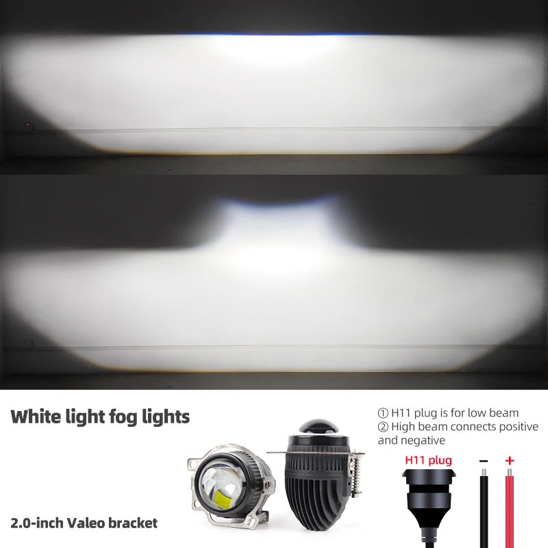 Für Ford Toyota Auto Led Scheinwerfer 12v 2 Zoll Nebel Licht Objektiv HD Glas IP67 Wasserdicht Weiß Gelb 6000K 3000K Mini Nebel Lampe 2,0