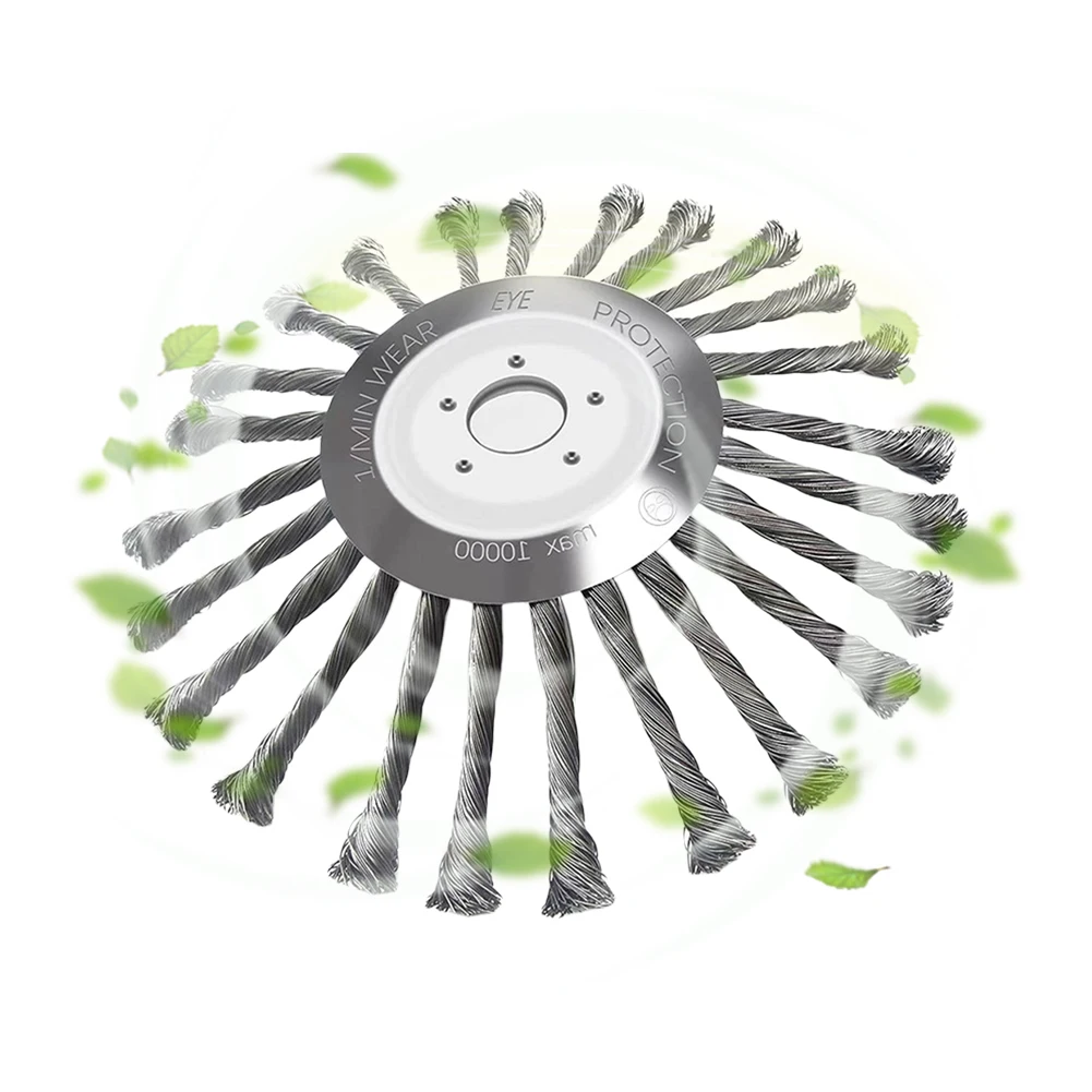 

10inch Wire Brush Trimmer Head Universal Knot Steel Wire Grass Trimmer Head Steel Wire Wheel Lawn Mower Brush Cutter Accessories