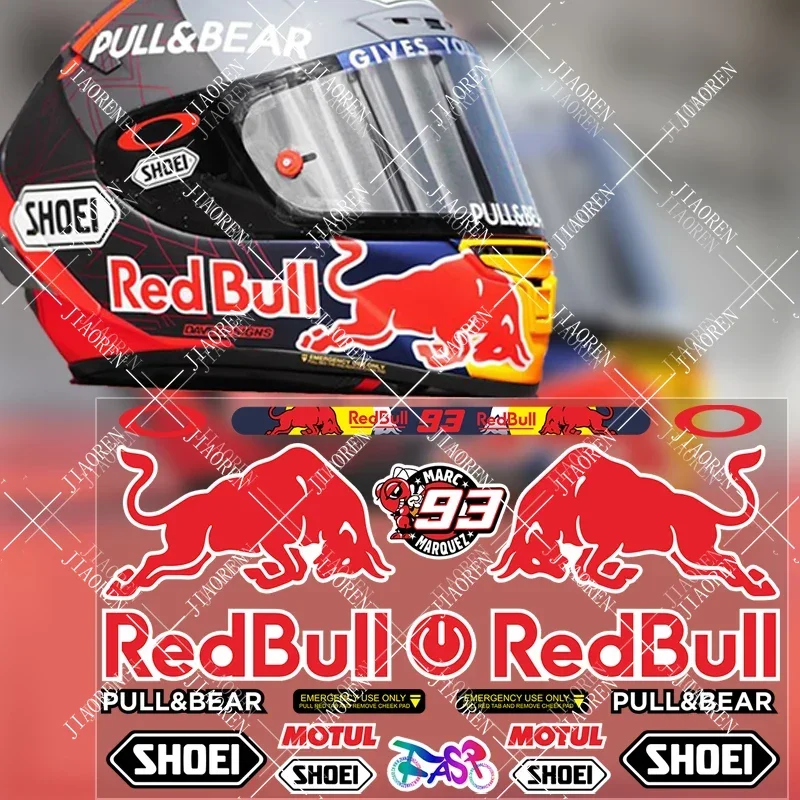 

Светоотражающие наклейки на шлем Red Bull, наклейка на мотоцикл, танк, логотип, автомобиль, велосипед, ноутбук, наклейка для Ktm Kawasaki Suzuki Honda