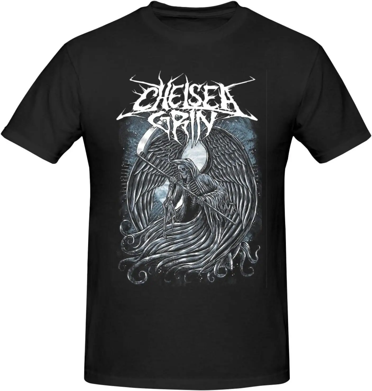 Chelsea Music Grin Band T Shirt Man's Casual Cotton Tee Summer Crew Neck Short Sleeve Shirts Black