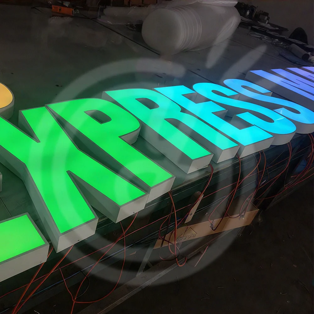 Custom Full Color Sign RGB Metal Signboard Neon Led Lights Advertising Luminous Letters 3D Acrylic Signage Business Logo Wall