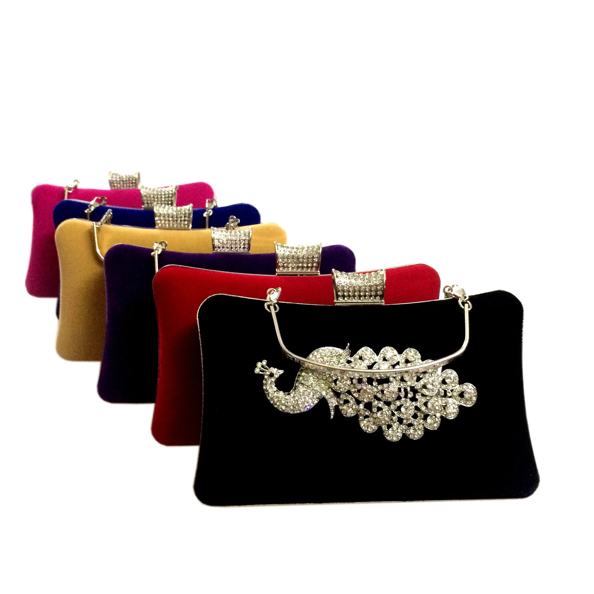 Velvet Diamond Dinner Bag Diamond Peacock Banquet Bag Dress Handbag Women's Bag