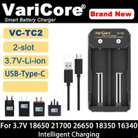 VariCore TC2 2-slot Intelligent Battery Charger Portable for 3.7V Lithium 18650 26650 21700 18500 18350 14500 AA