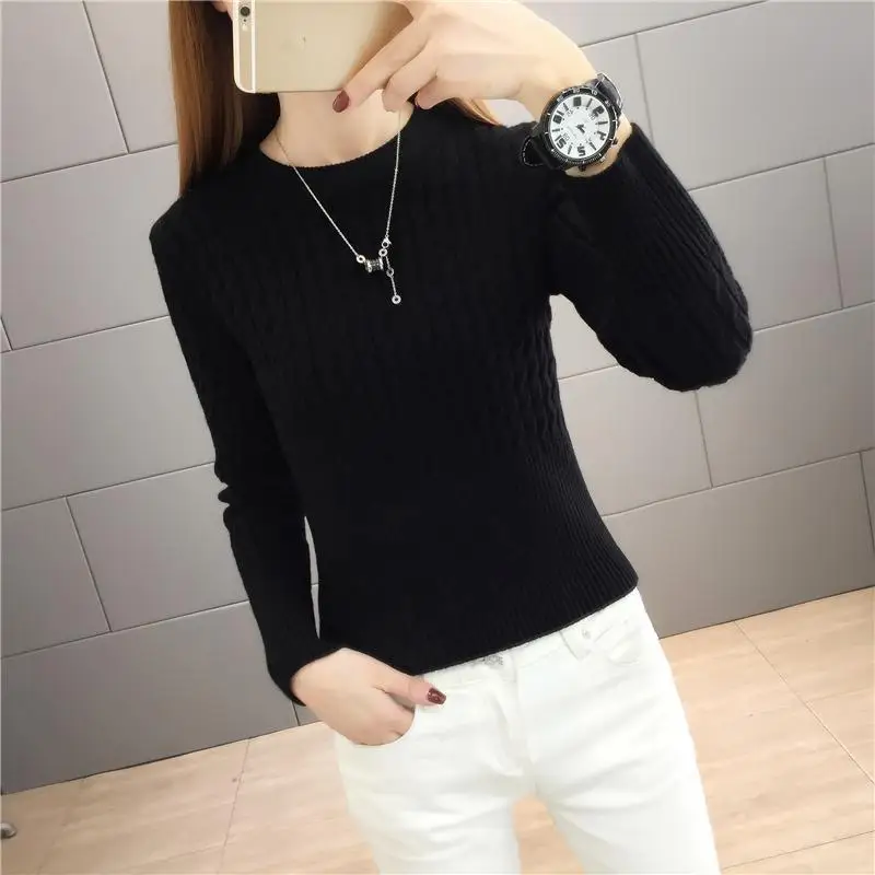 2024 Autumn and Winter New Women\'s Top Trendy Women\'s Sweater Fashion Contrast Color Knitted Sweater Women\'s Slim Fit Pullovers