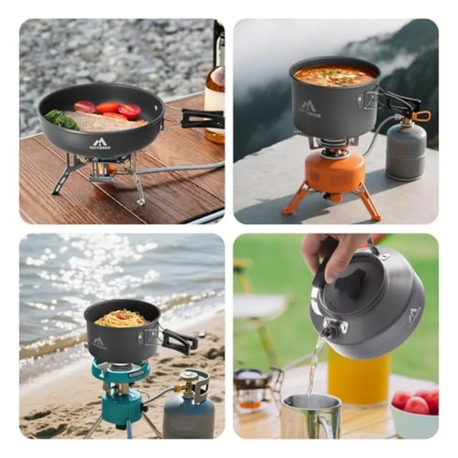 27pcs Portable Camping Cookware Set for 2-4 People Including Kettle Pots Pans Stainless Steel Utensils Plates and Dishware Dura