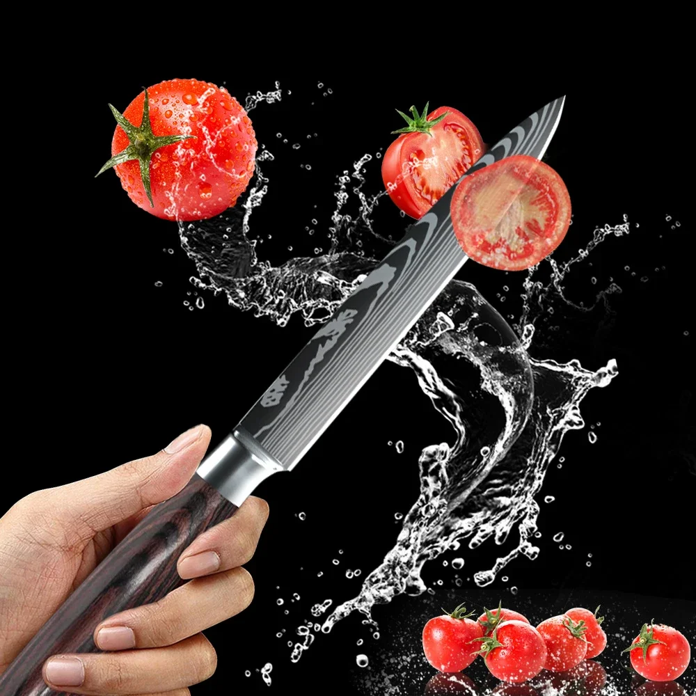 Utility Knife 7CR17 Stainless Steel Kitchen Knives 5 inch High quality Super Cook Knife Pretty Peeling Sharp Chef Tools