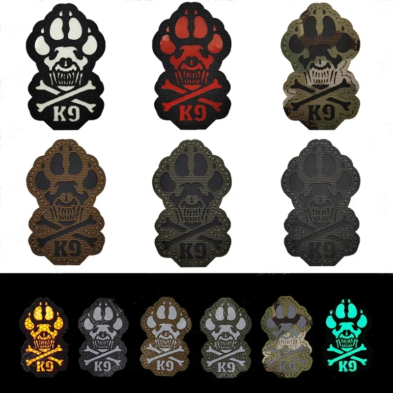 Hook and Loop Patch PVC K9 Rescue Service Dog Military Dog Badge Luminous Tactical Backpack Stick Clothing Reflective Armband3D