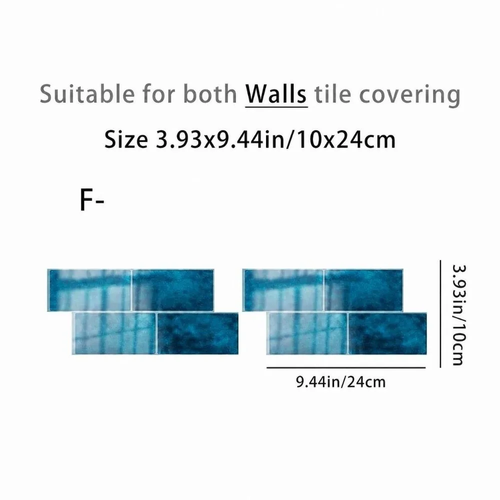 2PCS Self Adhesive Tile Sticker Water Oil Repellent Multi Color Wall Cover Sheet Easy Wipe Clean Long Strip Design