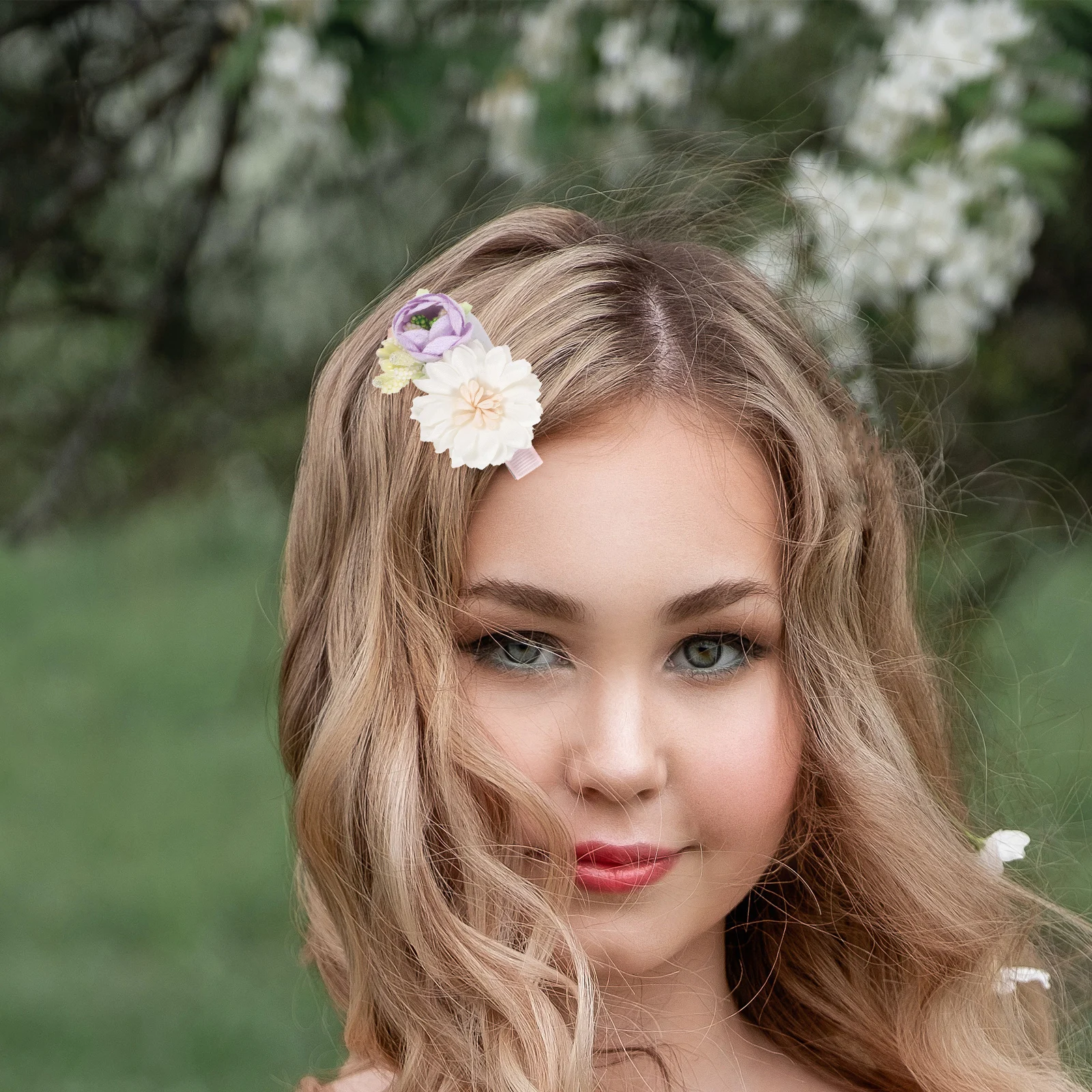 

3 Pcs Ribbon Artificial Hair Flowers Bridal Faux Headdress Wedding Bridesmaid Flower Children Hairpins Elegant Rose