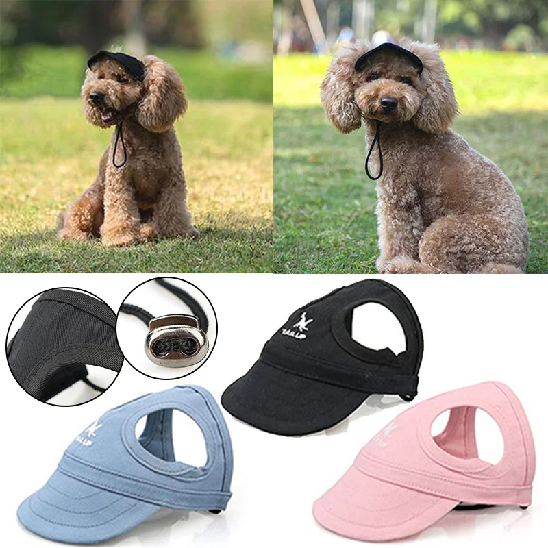 Pet Cat Caps with Ear Hole Puppy Summer Solid Oxford Cap Dog Baseball Visor Hat Outdoor Sun Bonnet Cap Chihuahua Pet Accessories