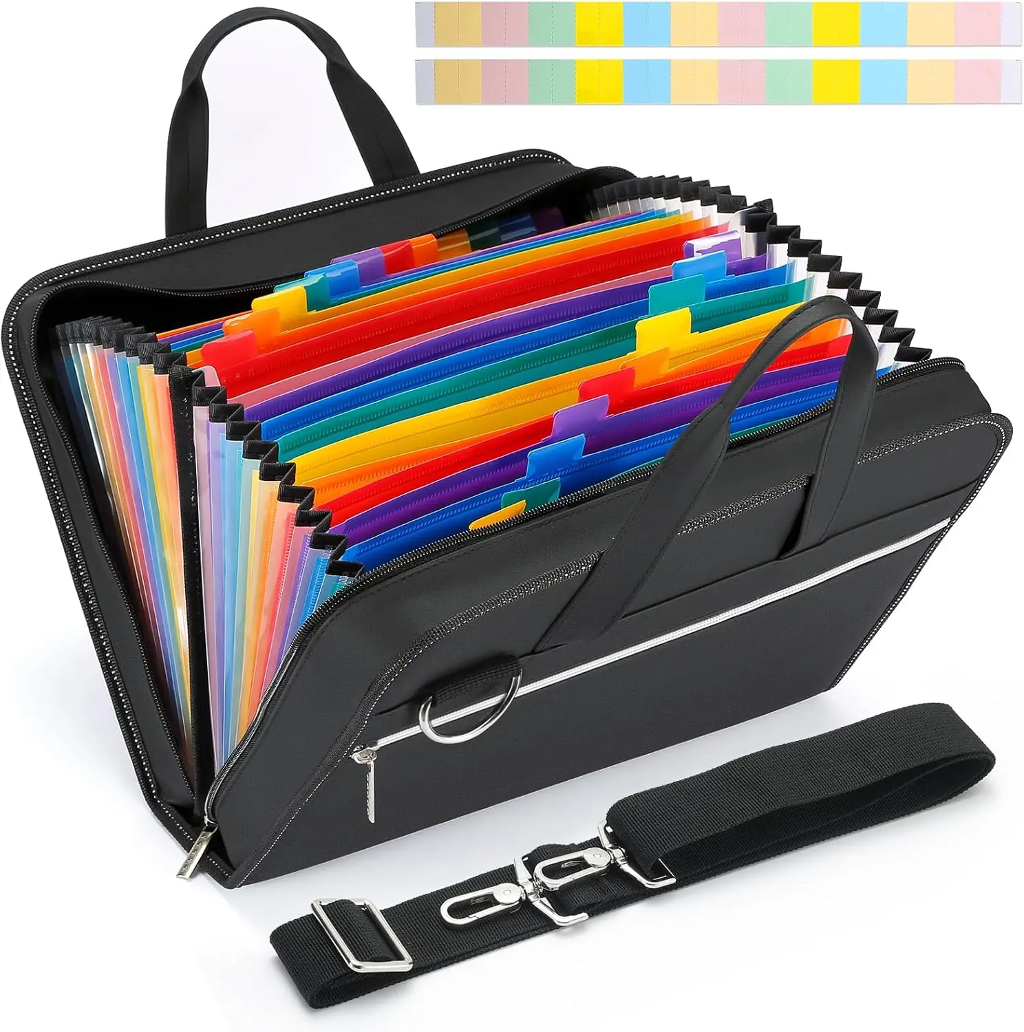 Portable PVC Accordion File Organizer with Zipper and Tabs Zippered Document Folder Envelope and Bag Pattern for School Use