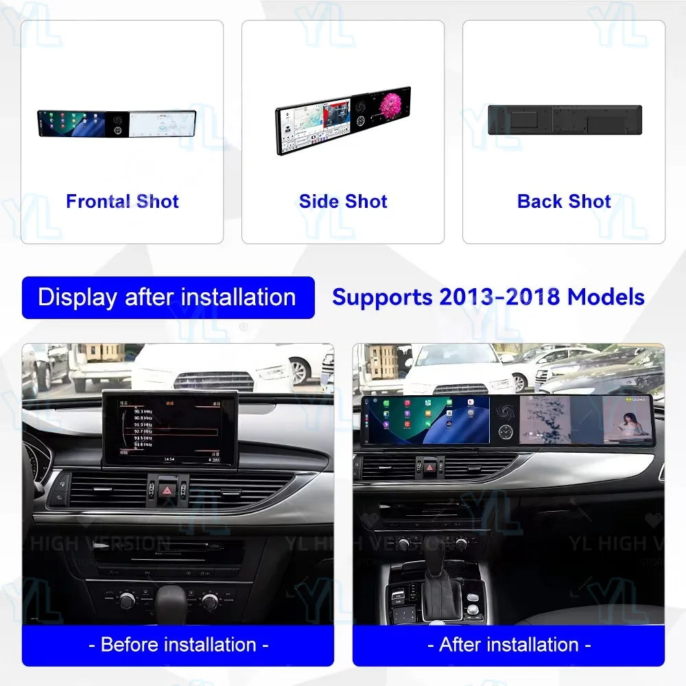 Dual-screen Interaction HD Screen Android 13 Wireless CarPlay Car Radio Head Unit For Audi A6/A6L 2013-2018 - GPS Navigation Rep