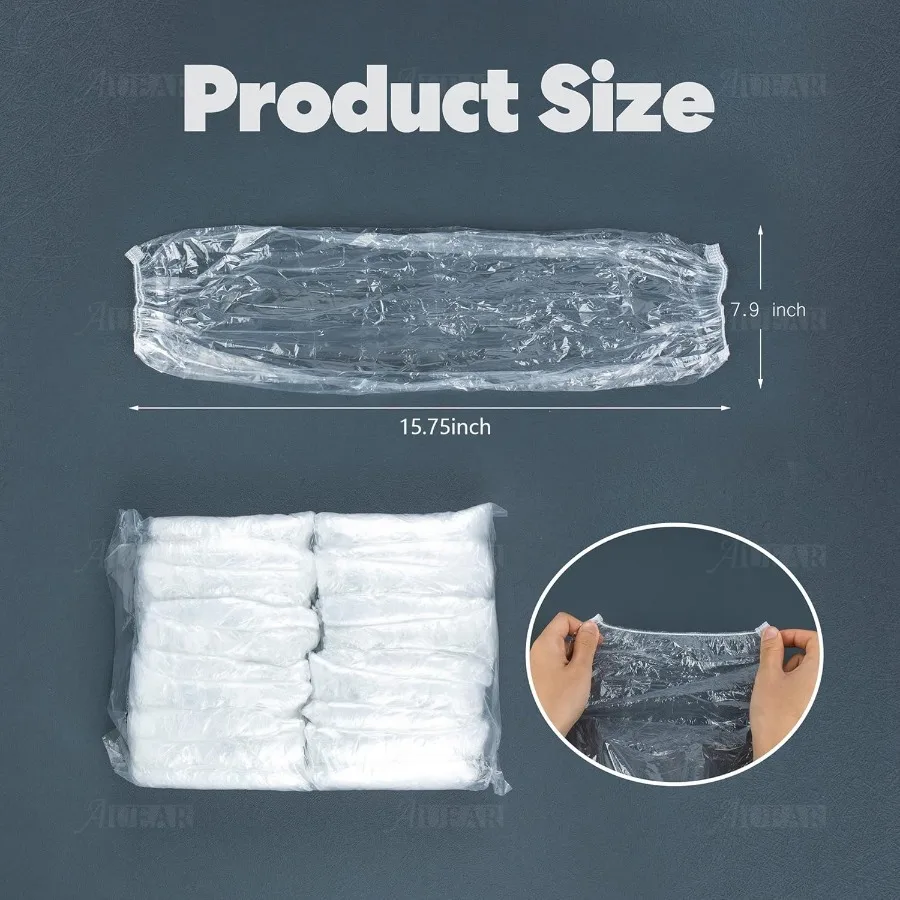 일회용 팔 슬리브 커버 플라스틱 오버 슬리브 보호대 PE 슬리브 커버 DIY 공예용 팔 보호 탄성 밴드 포함