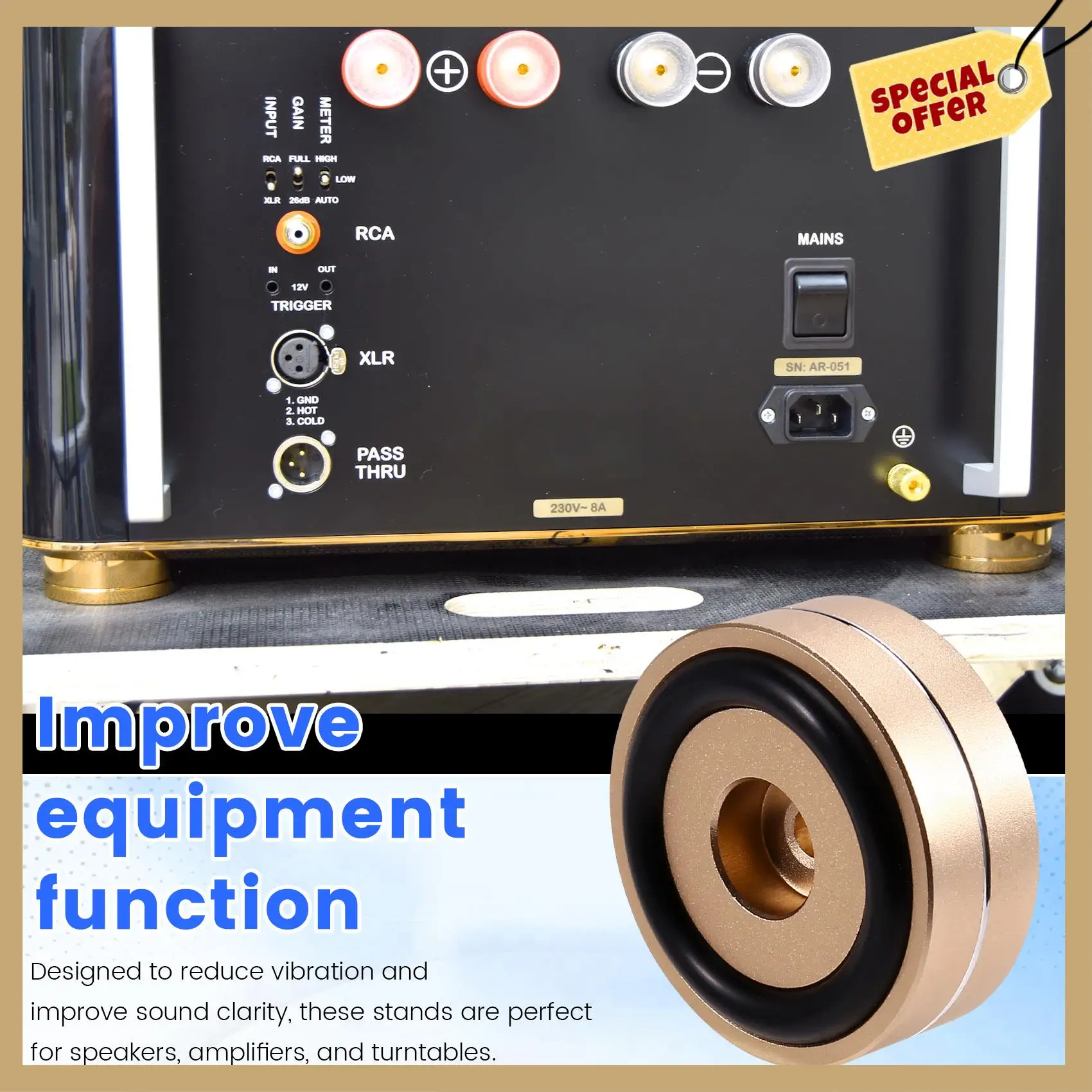 Стабильная производительность-4 шт. Hi-Fi изолирующие ножки для проигрывателя, подставка для динамиков, шипы, аудиопрокладки, для усилителя/динамика/поворотного стола 40X15 мм