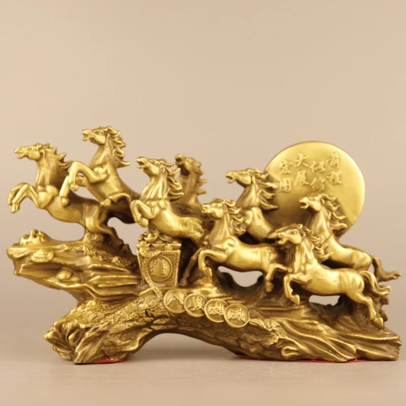 Brass Eight Galloping Horses: A Grand Journey of a Thousand Miles - Decorative Gift Craft Ornament for Home and Office