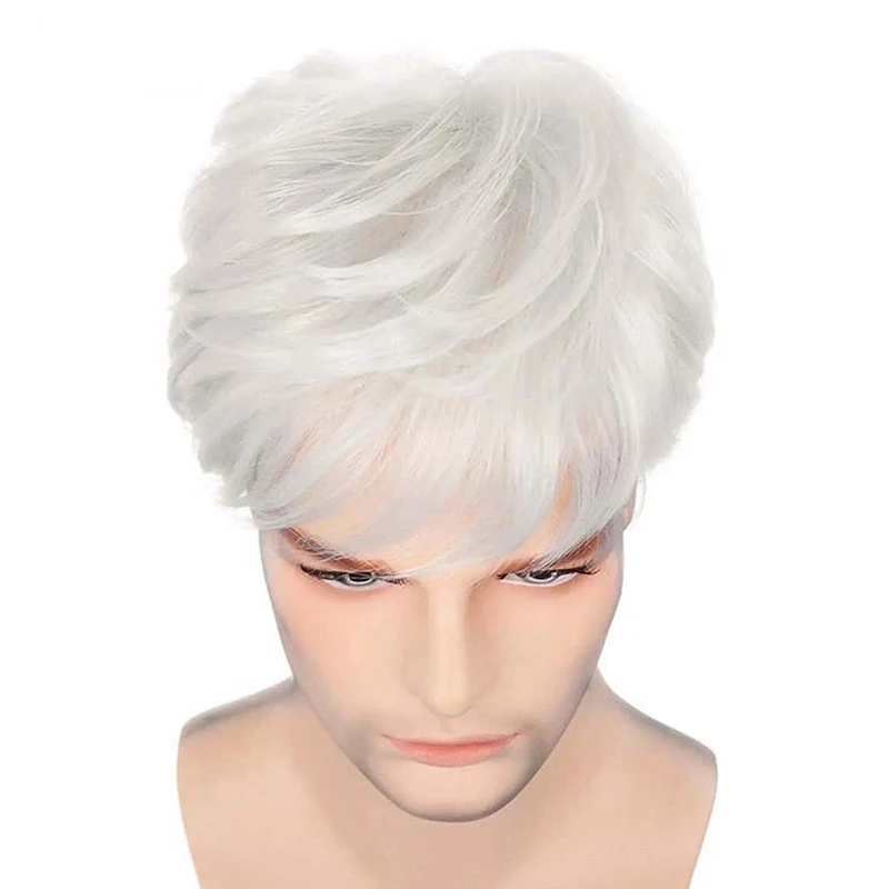 วิกผมทรงผมสั้นตรงแบบปัดข้างสำหรับผู้ชาย สไตล์อนิเมะ ใช้ได้ทุกวัน เหมาะกับการแต่งกาย งานปาร์ตี้ และการจำลอง