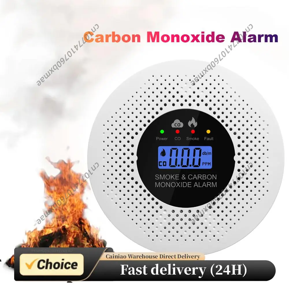 

Smoke and Carbon Monoxide Detector with LCD Display Carbon Monoxide Alarm Powered by Battery for Home Office RV Hotel