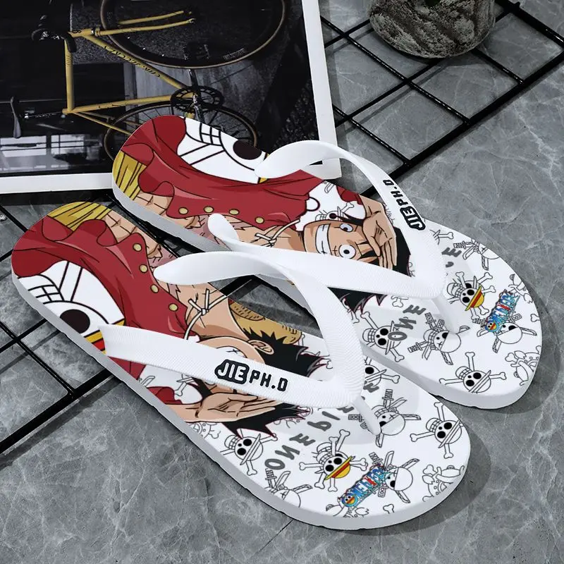 Kawaii One Piece Anime flip-flops Luffy Zoro Robin creative cartoon outdoor daily anti-slip clip-on summer couple slippers gift