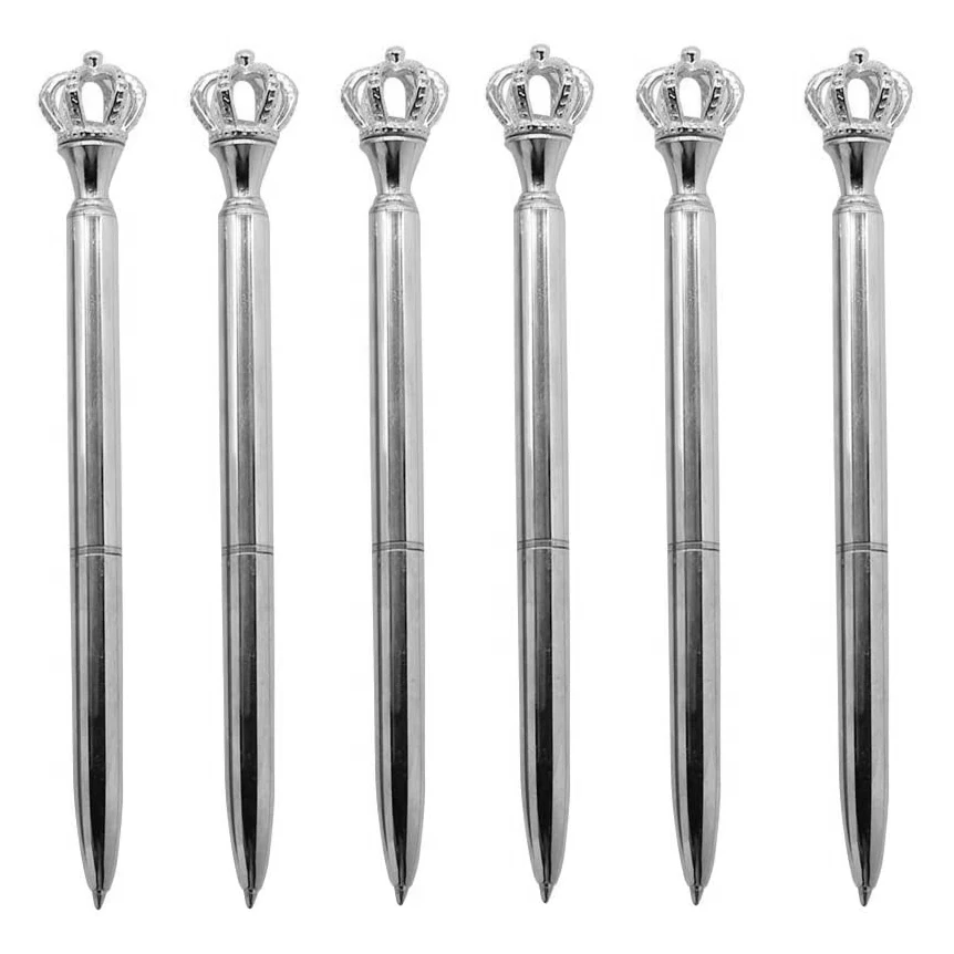 

AP-6 шт., модная металлическая шариковая ручка, ручка с короной, черные стержни, школьные канцелярские принадлежности, офисные принадлежности, ПРИКЛАДНО