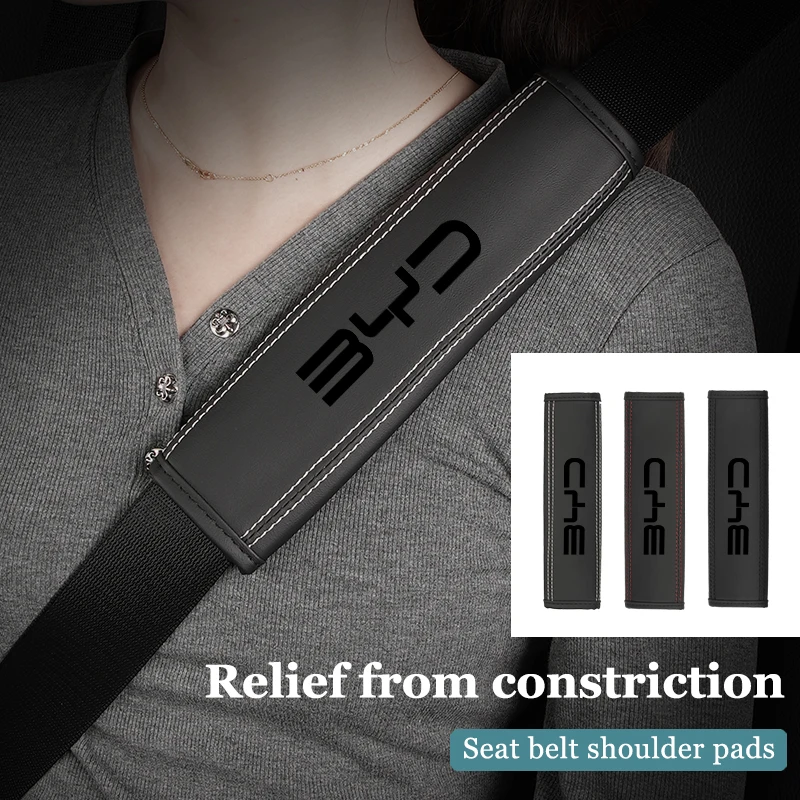 Leather Car Seat Belt Cover Pad Safety Belt Shoulder Protection Pads Car Accessories For BYD M6 G3 G5 T3 F3 I3 F0 F6 S6 S8 E5
