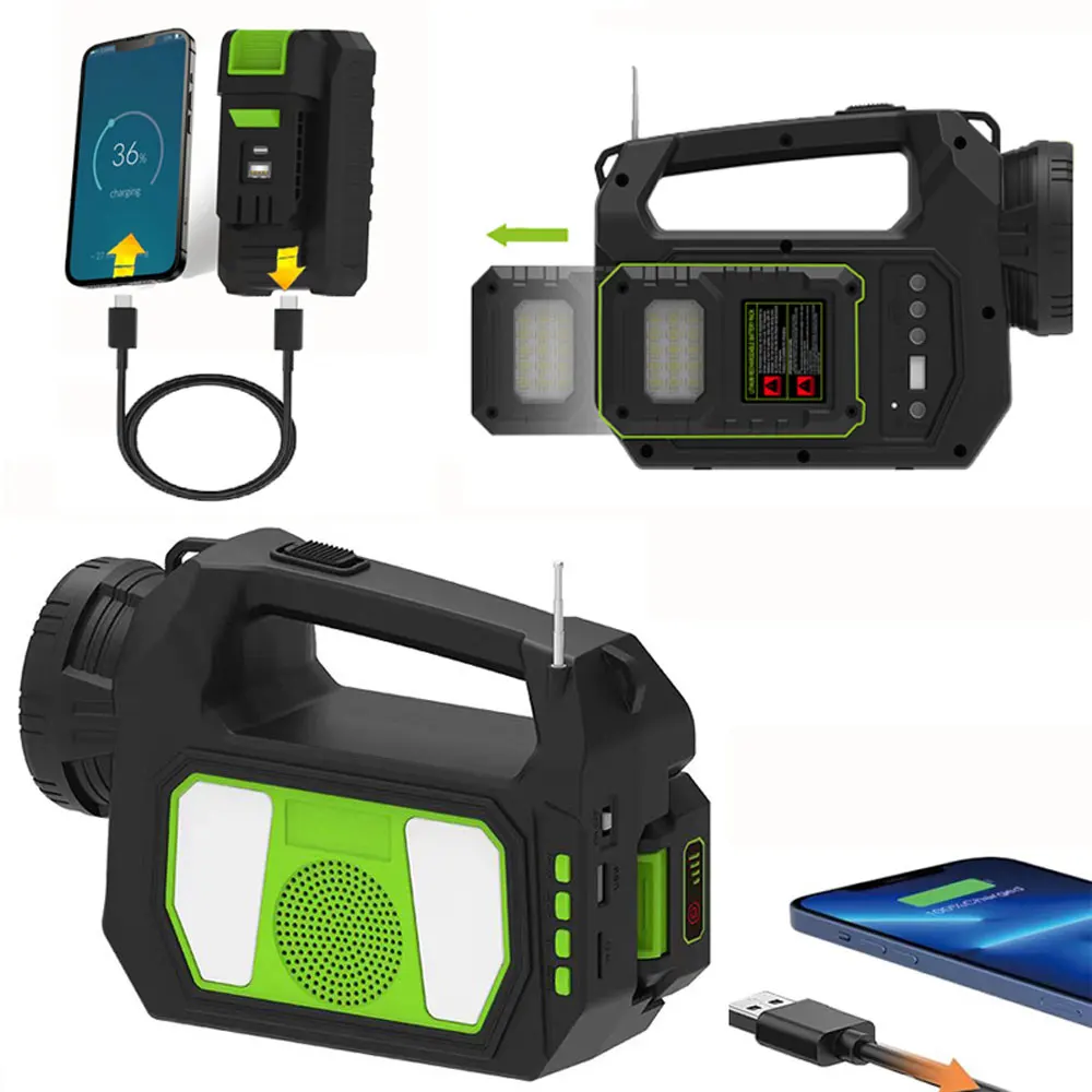 Solar Portable Radio,Outdoor Camping Light Cell Phone Charger The Power Also Can Be Used Mobile Power And Floodlight