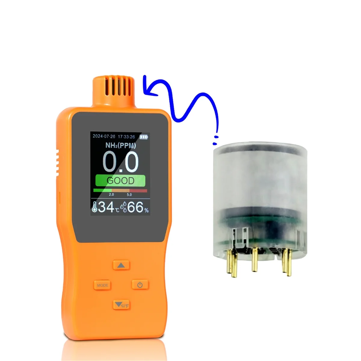 

A10RR Ammonia Gas Detectors NH3 Gas Analyzers Meter Alarm Device Digital Gas Leak Detectors 0-100PPM