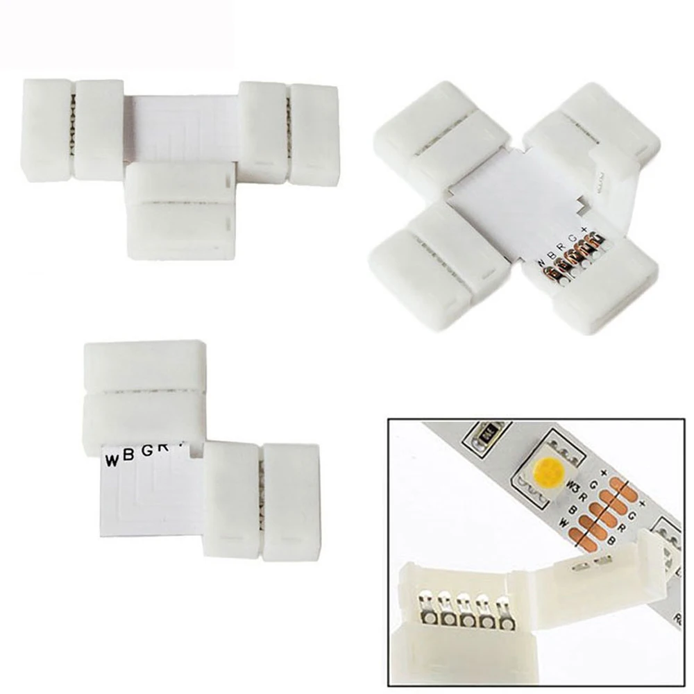

10pcs 2/3/4/5Pins LED strip Connector L/T/X Shape 8mm 10mm 12mm FPC Free Welding Adapter Use For 3528 2812 5050 RGB Light Strip