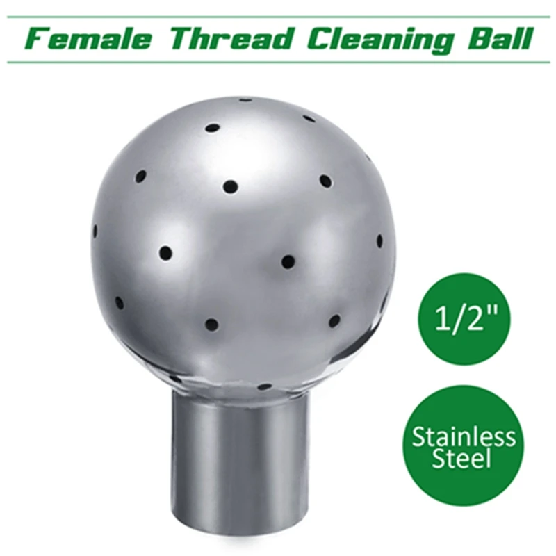 360 Degree Spray Cleaning Ball 1/2 Inch Female Stainless Steel Thread Fixed Spray Ball Coverage Effective Rotary Cleaning ball