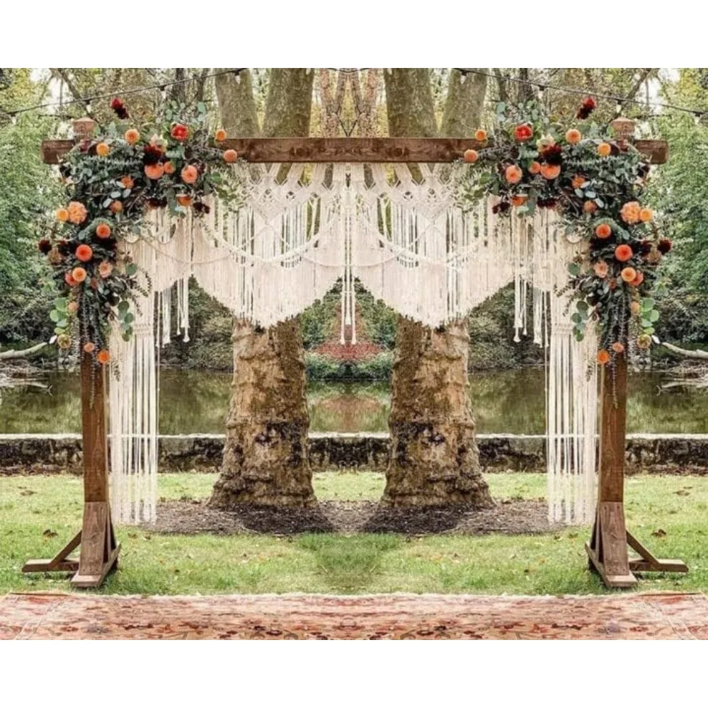 Handmade Bohemian Macrames Wedding Backdrop Decor Boho Chic Macrames wall Hanging Style Macrame Tapestry Macrame Curtain