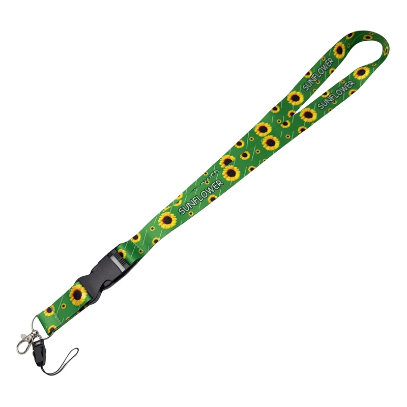 Cartoon sunflower mobile phone hanging rope with clothing keychain ID card clip detachable buckle mobile phone neck with keychai