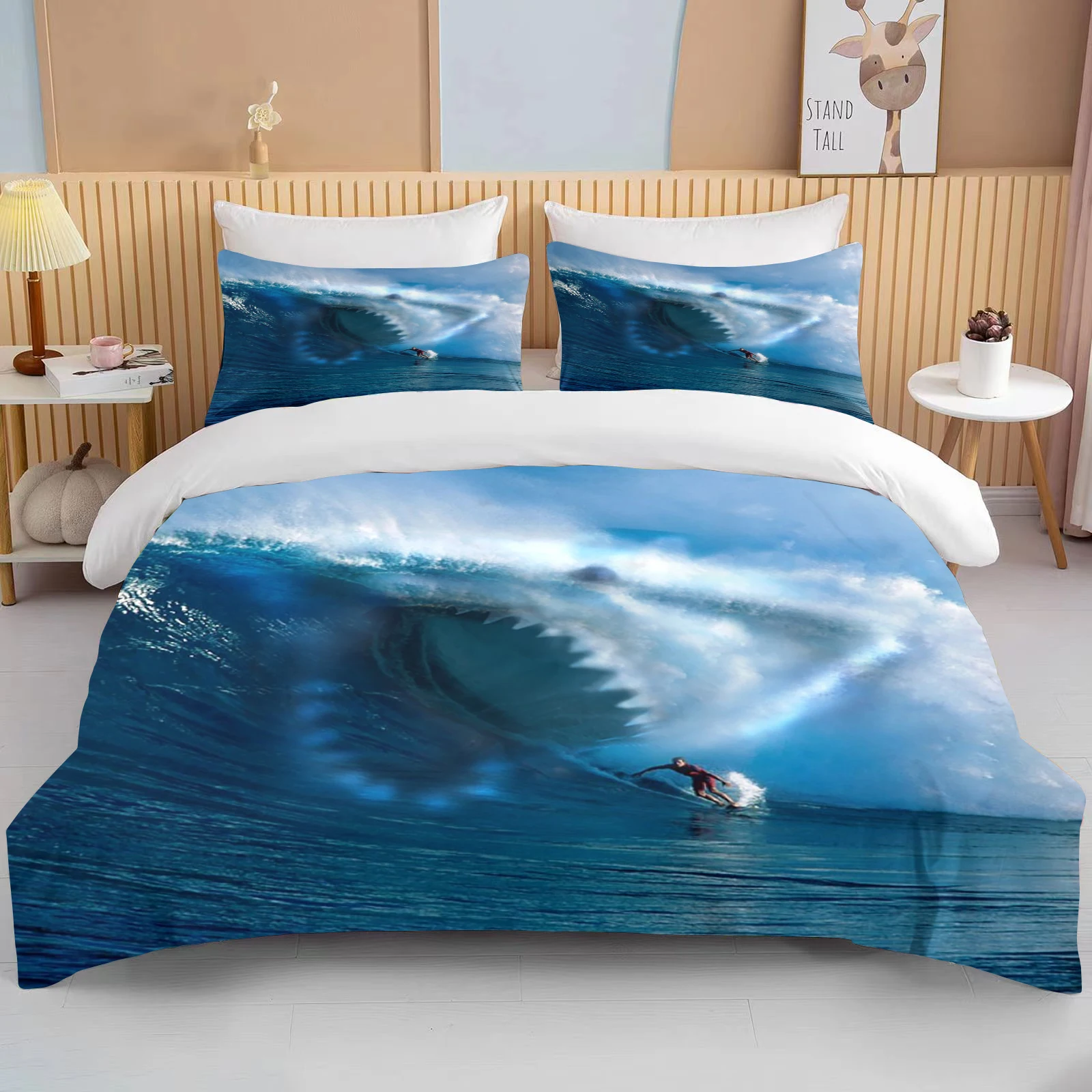 

Ocean Bedding Set Coast Ocean Spray Duvet Cover Set Blue Starfish Bed Set Kids Teen Shell Home Textiles Summer Quilt Cover