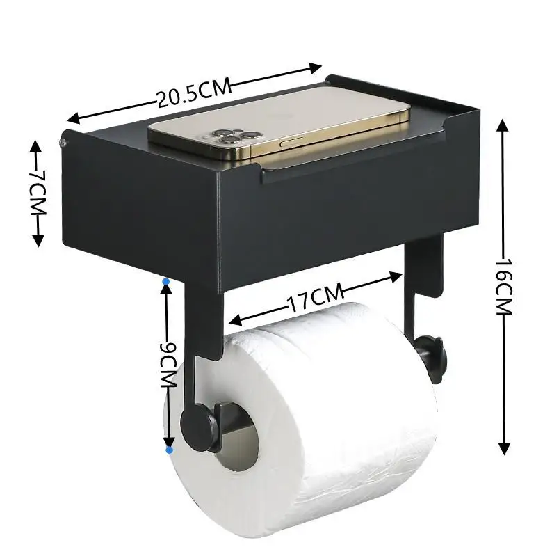 

Self-adhesive Stainless Steel Paper Towel Holder Black Toilet Tissue Holder