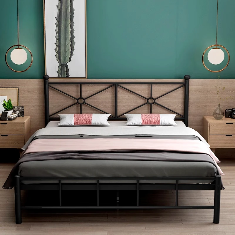 Eenvoudig tweepersoonsbed Licht luxe volwassen hoogwaardige vierkante esthetiek loungebed Prinses Italiaanse slaapkamer Muebles meubelen