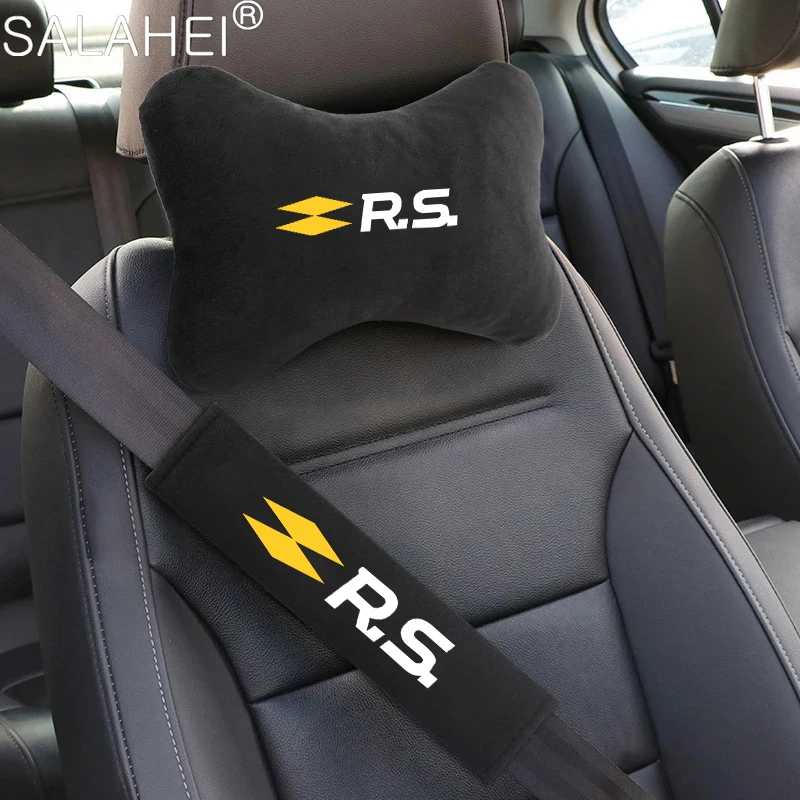 High-end Car Headrest Neck Pillow A pair Of Seat Belt Shoulder Pad For Renault RS Line Fluence Captur Megane Kadjar Arkana Logan