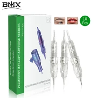 Cartuchos de tatuaje de agujas de maquillaje permanente BMX, 10 Uds., para delineador de ojos, Microblading de labios para máquinas PMU rotativas PMU y SMP