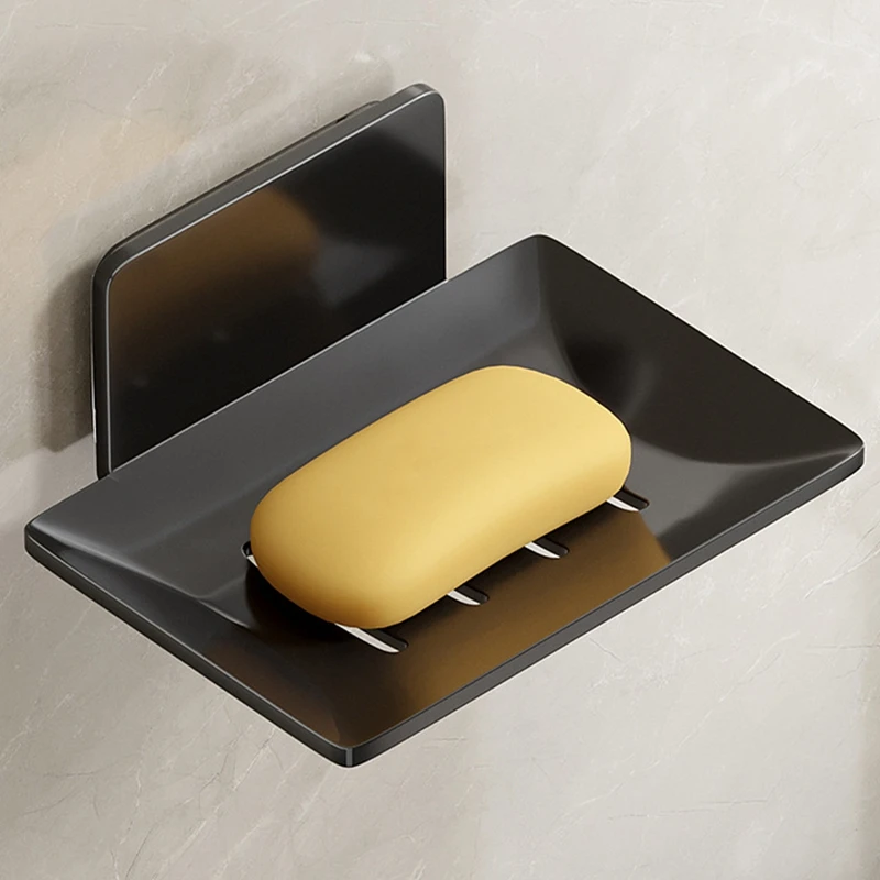 Soporte de jabón de hierro metálico sin perforación, jabonera de baño con drenaje de agua, organizador de jabonera de pared, accesorios de baño