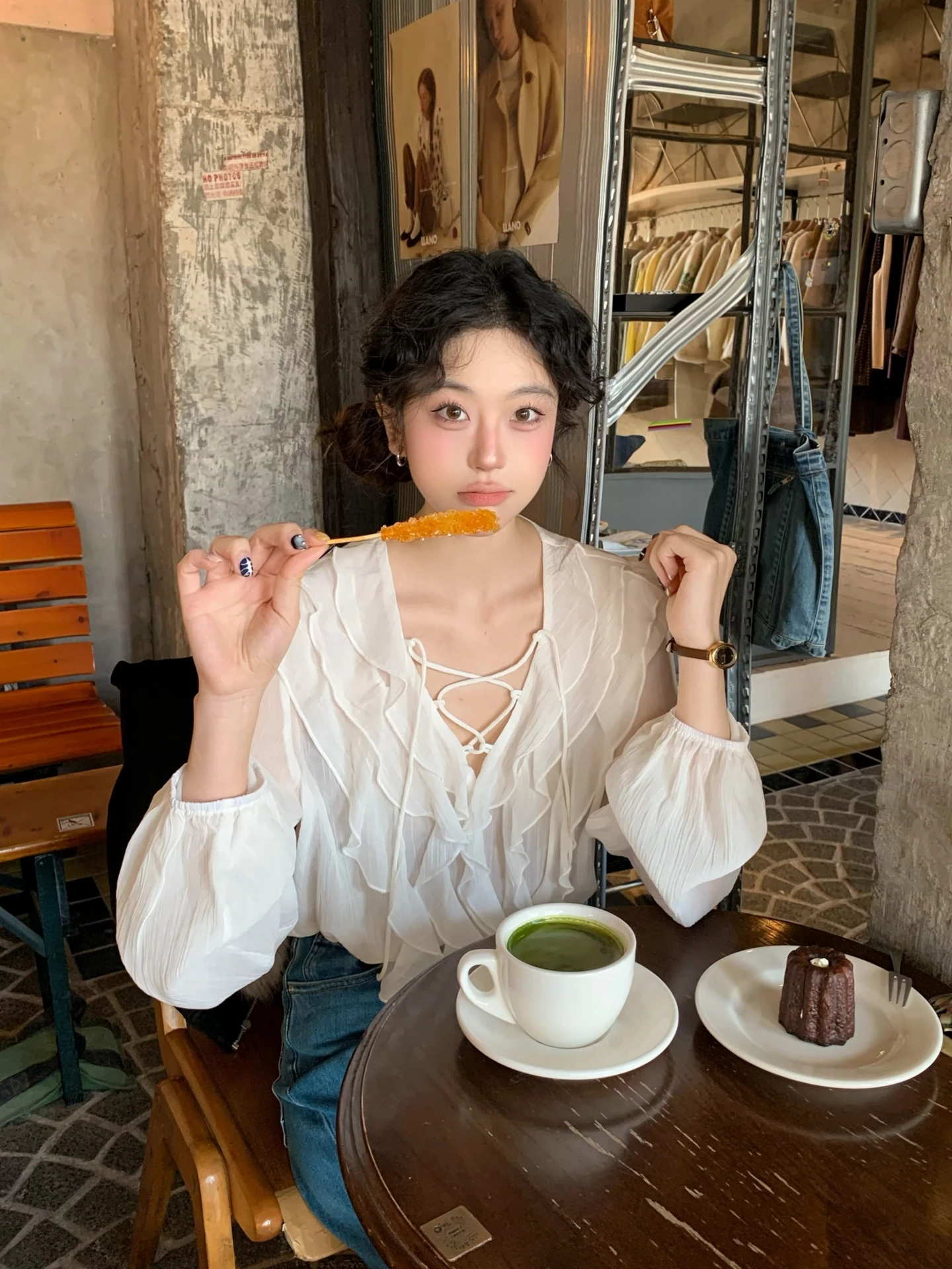 

Женская блузка Moby Morning Magnolia Early Spring с длинными рукавами и V-образным вырезом, свободного кроя, с поясом, в французском стиле, с кружевом