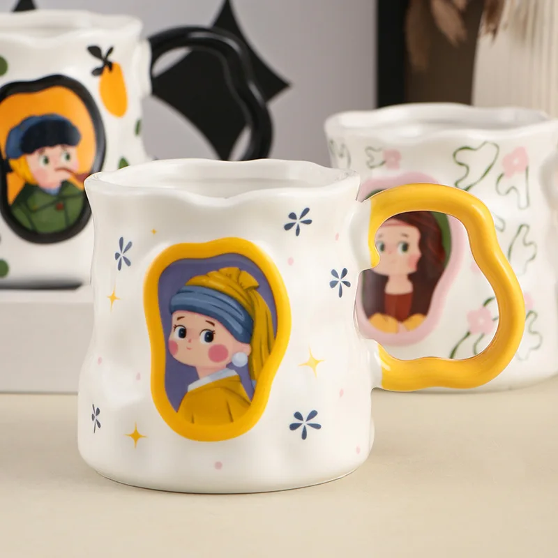 European Painting Theme Mug Renaissance Creative Ceramic Cup Couple Coffee Cup High Value