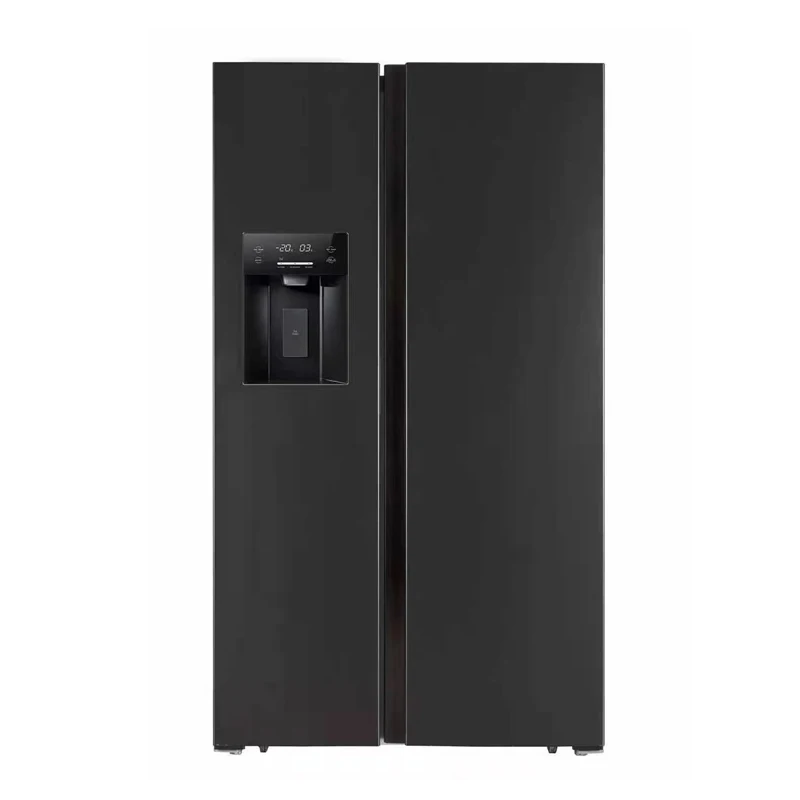 black color  side by side double door refrigerator with ice maker and water dispenser 552L