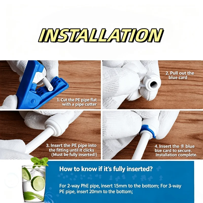 1/4 Zoll Rohr auf 1/4 Zoll Rohr Push-Fit-Winkelstück Schnellkupplung für RO-Wassersystem, Set aus 10 Stück – Detail 2