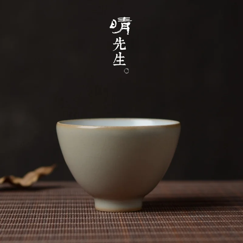 

★Secret Gray Kung Fu Tea Cup Tea Set Porcelain Tea Tasting Cup Single Cup Master Cup Ice Cracking Tea Set Tea Bowl Tea Cup