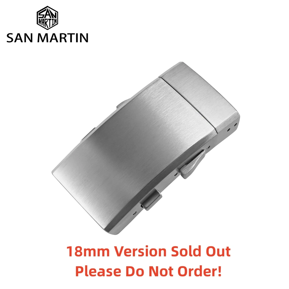 

San Martin 18mm 20mm Watch Strap Driver Buckle Ratcheting Micro-Adjust Fold-Over Bracelet Fly Clasp Brushed Solid Steel BK1841