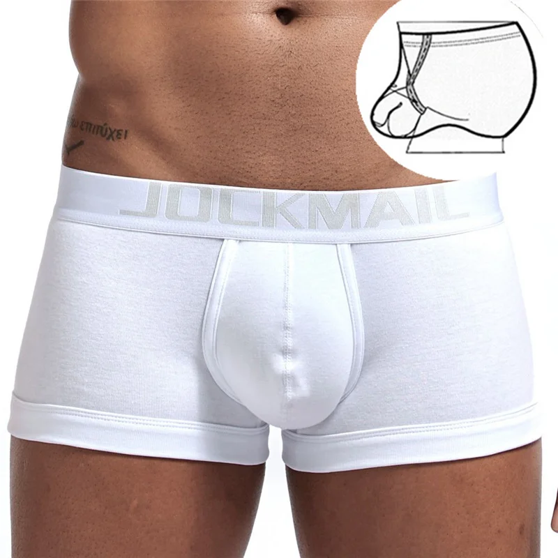 JOCKMAIL Fashion Pure Cotton Men Underwear varicocele resizable lifting ring boxer briefs Sexy low waist male underpants Shorts