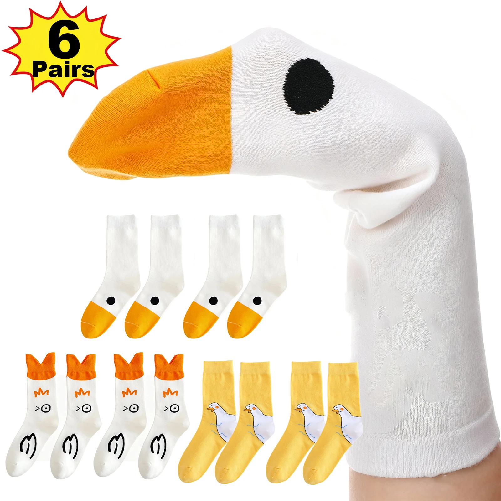 Unisex Funny Goose Head Socks Silly Animal Novelty Crew Socks for Women Men Cotton Blend Animal  Print Casual Sport Sock 35-40