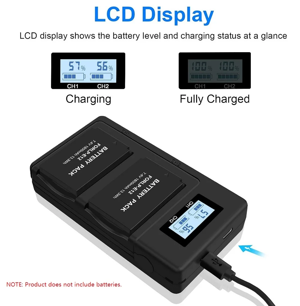 شاحن بطارية مزدوج لكانون eos m200 m100 m50 ii m10 m2 m/rebel sl1 ، 100d powershot sx70 hs ، kiss m
