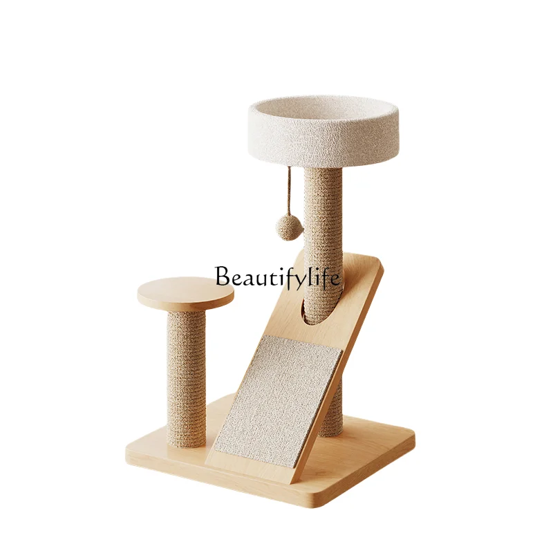 חתול טיפוס מסגרת דירה קטנה אינה תופס שטח של חרב, חבל קנבוס, מסגרת טיפוס קצרה ברגל, שריטות חתול לוח